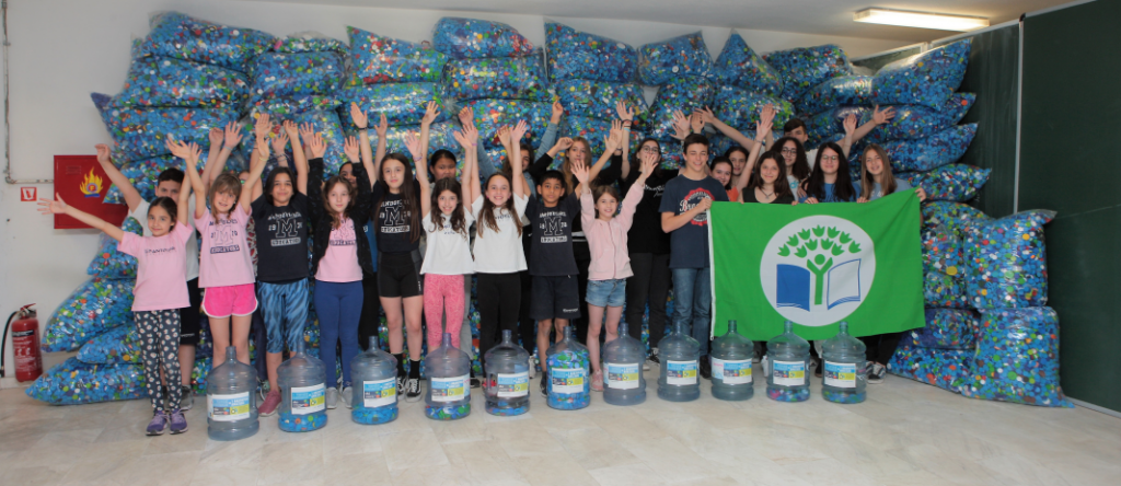 Elementary and junior – senior high school students collected more than one ton of plastic bottle caps during school year 2018 - 2019.
